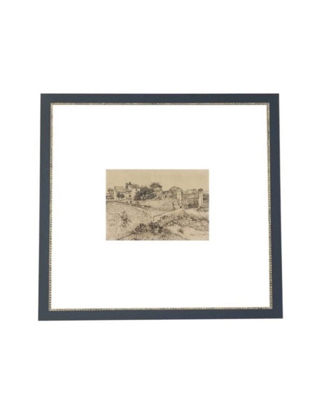 8" × 8" Tuscan Village Antique Wall Art Black